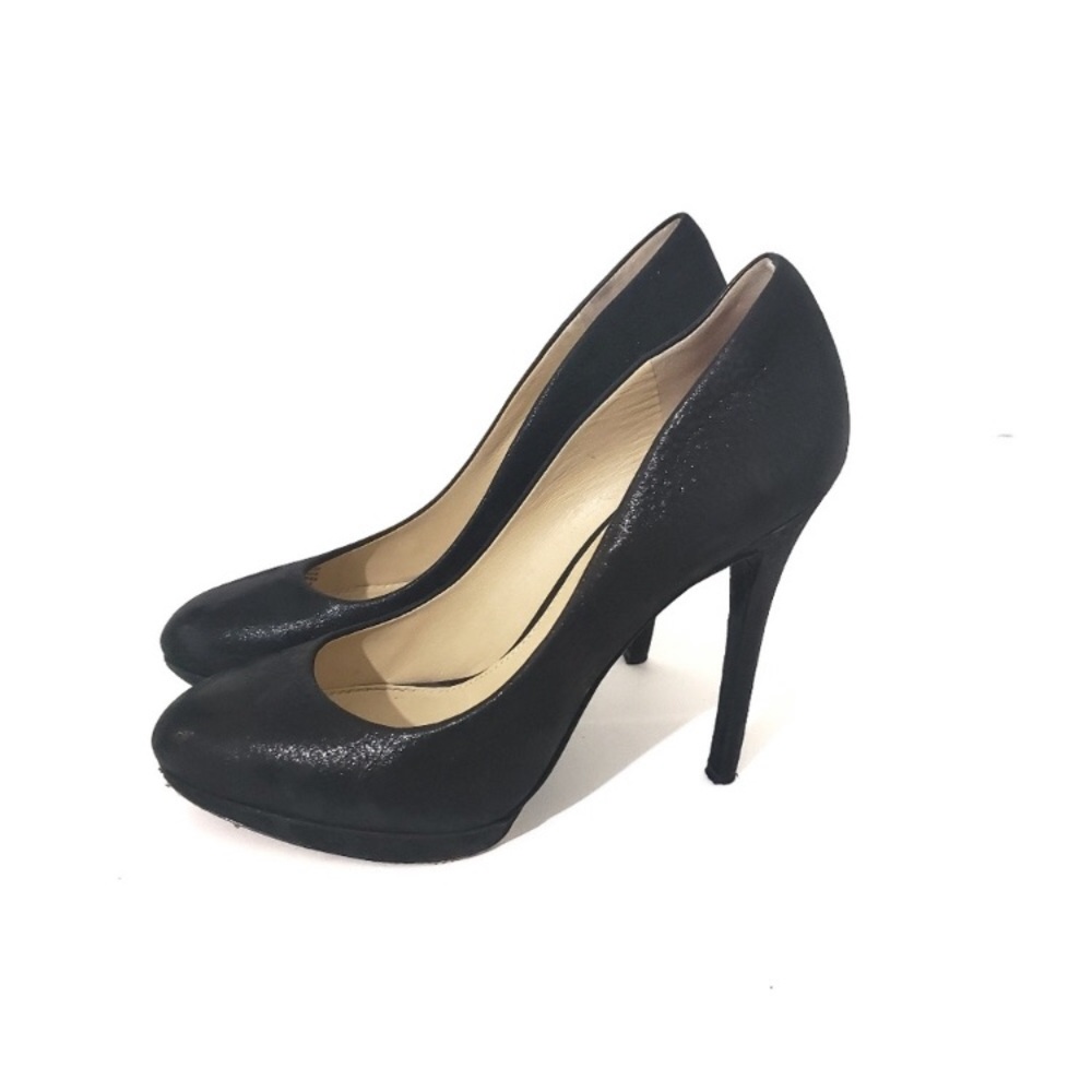 Brian Atwood Black Pebbled Leather 4.5” Pumps Heel